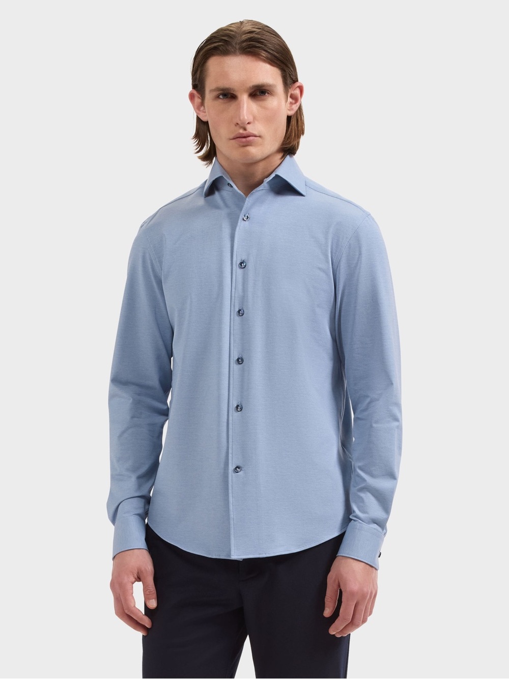Bugatchi Devon OoohCotton Twill Print Shirt Classic Blue Size L NWOT